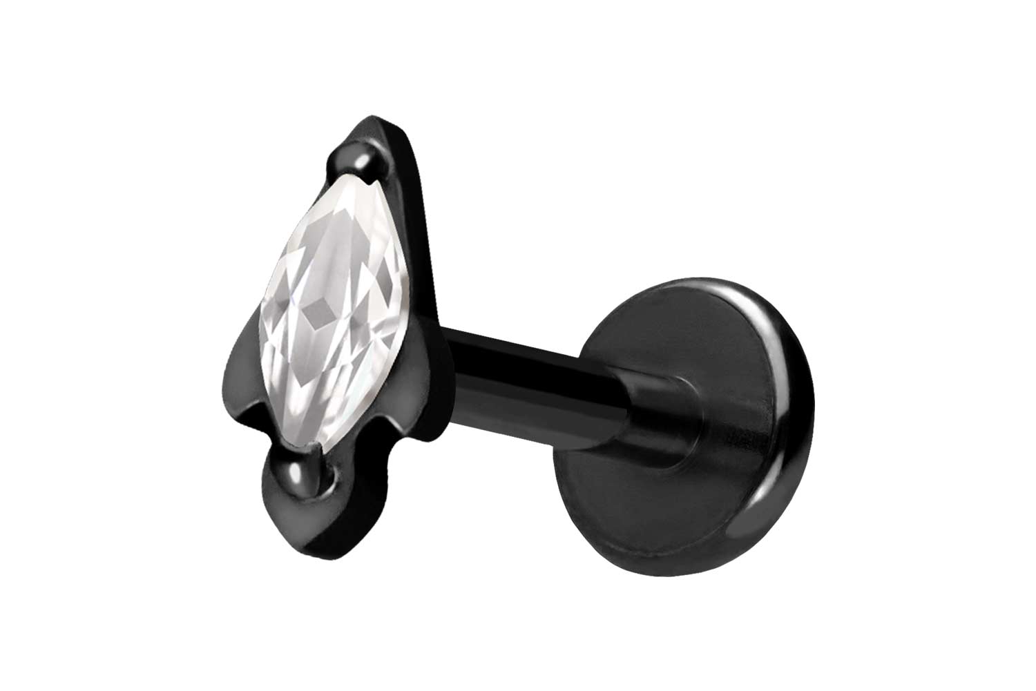 Titan Labret Piercing mit Push Fit KRISTALLRAKETE